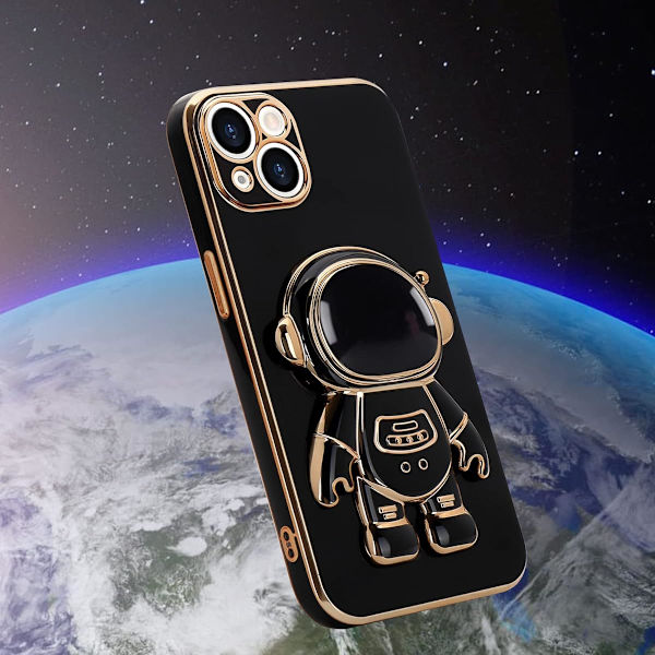 Kompatibel med iPhone 13 Skal Söt 3D Astronaut Stativdesign Kameraskydd Stötsäker Mjuk Bakre Skydd för Apple iPh