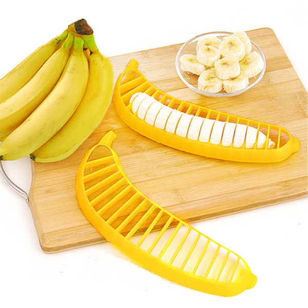 Sæt med 4 bananskærere, perfekt til frugtsalater.