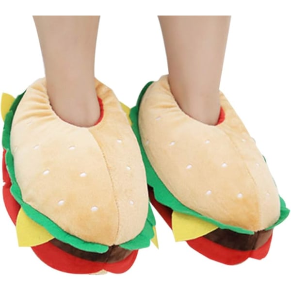 (20,5 cm) Voksne Bomuldsslippers Hamburger Varme Sko Slippers Søde Sko Gul Blød Gulv