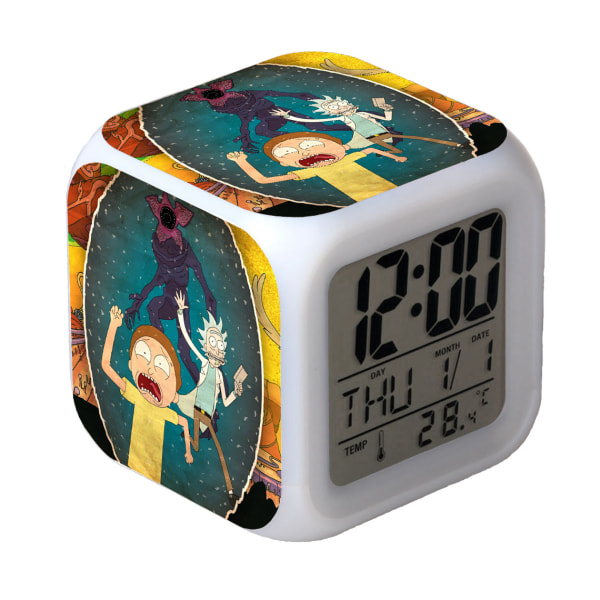 Rick and Morty digital väckarklocka（C）, Colorful Lights Alarm Clock