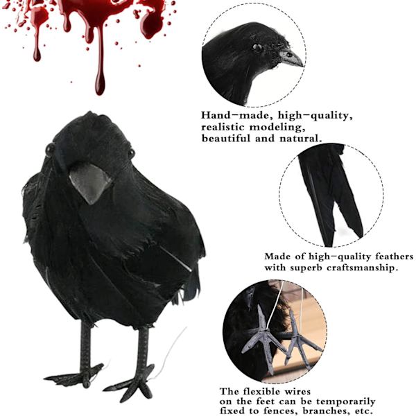 2 stk. sorte ravnepynt, Halloween ravnepynt