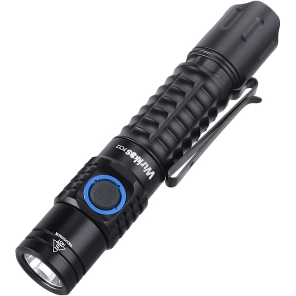 (Sort) FC12 Taktisk Lommelygte Høj Lumen, 345M Lang Rækkevidde Genopladelig Lommelygte, 2000 Lumen Super Lys LED