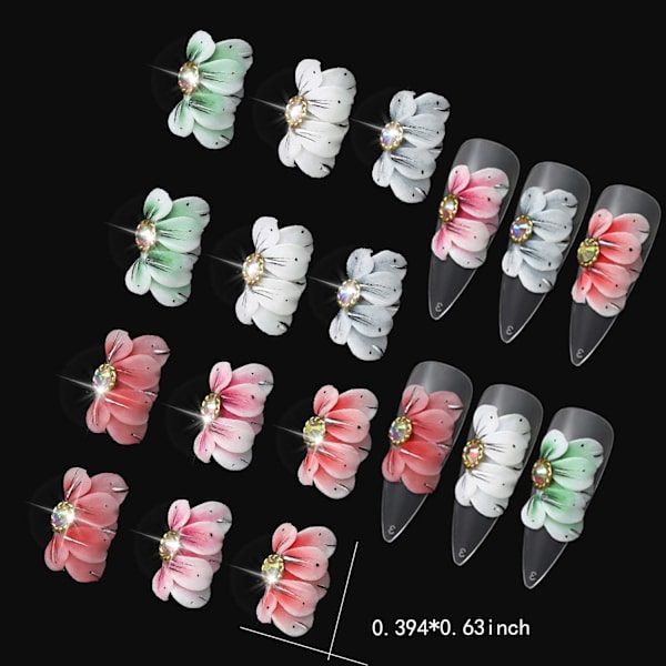 12 st 3D Blommor Nagel Charm för Naglar 6 Färger Nagelkonst Charm för Akrylnaglar Blommor Charm för Naglar Resin Blomma