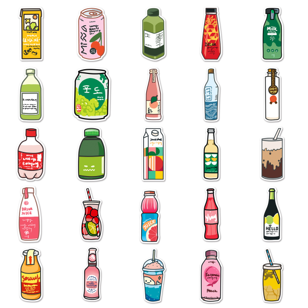 Original tecknade dryckesflaskor, klistermärken för barn, 50-pack blandade vinylklistermärken för bärbar dator, telefon, Wa