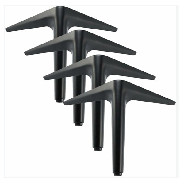 (18cm)Möbelben Set med 4 svarta triangulära möbelben, galvaniseringspoleringsprocess, för