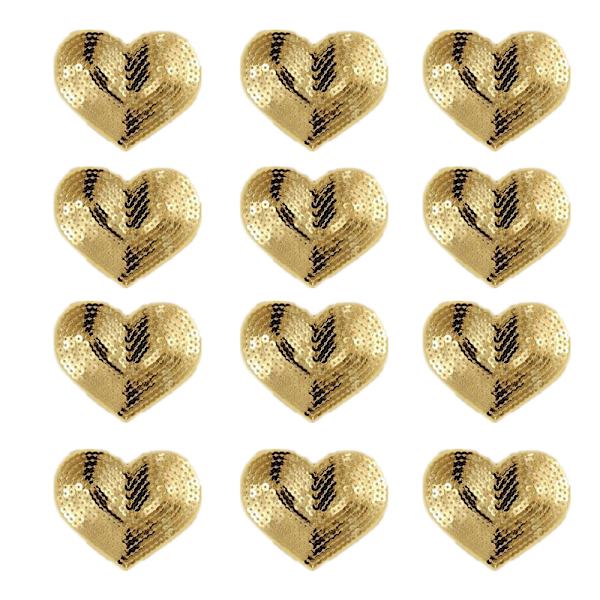 (Glod) 12 stk. hjerteformede pailletter stryge på patches broderede sy applikationer til DIY outfit bukser T-S