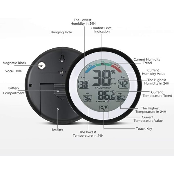 Digital Hygrometer, Indoor Thermometer Hygrometer Ambient Te