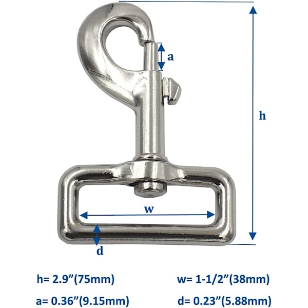 7,3×3,8×3,8cm 5 Pakker 1-1/2 tommer Metal Super Stærke Trigger Svingøje Snap Fastgørere Klips Spænder Heavy Duty Webbing Bælte