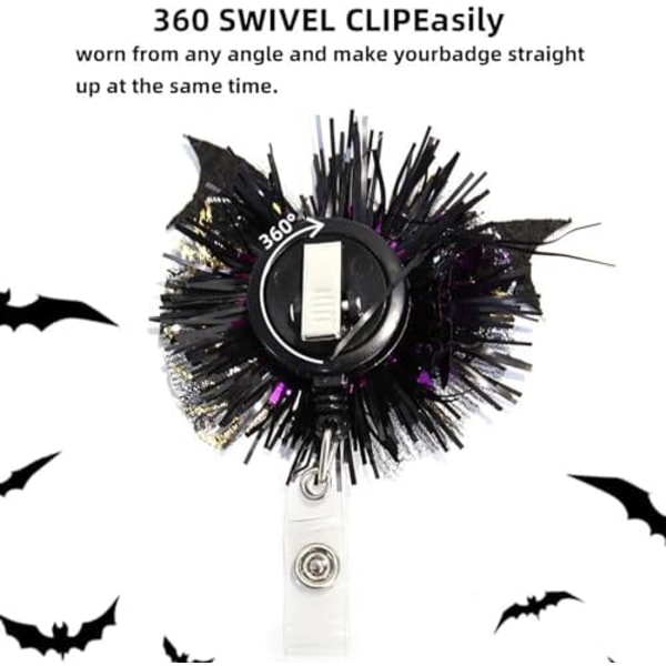 Halloween Edderkoppnett Gresskar Spøkelse Sykepleier Badge Reel Retraherbar Glitter Navnelapp Alligator Klipp Halloween ID Badge Holder