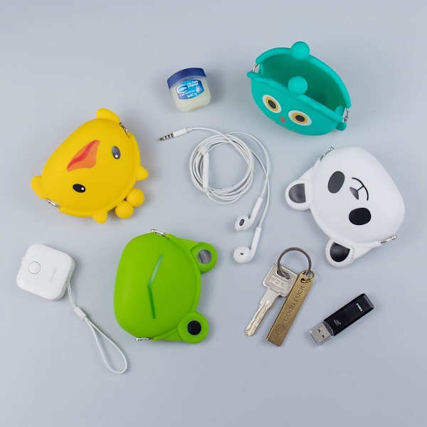 4-pack Tecknade Djur Silikon Myntplånböcker Plånbok Headset Väska för Skolpriser Gåvor Godisväska Fyllning