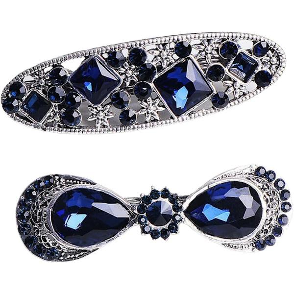 Kvinde Hår Spænder, 2stk Kvinde Krystal Rhinestone Vintage Flo