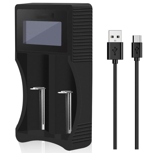 18650 Batteriladdare med Adapter, LCD 18650 Accu Laddare för 26650 22650 20700 17670 17500 16340 (