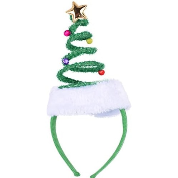 Christmas Tree Headband with Bells Santa Headwear - One Size Fits Most