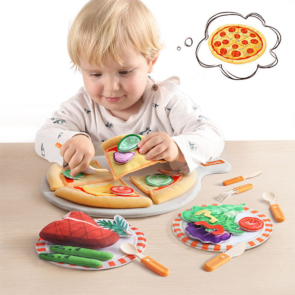 Blå Dröm Filt Leka Mat Pizza Leksaker för Barn Re