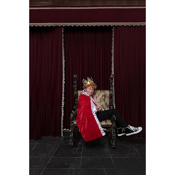Kong Scepter 42 cm – Sort stav med gylden blå krone – Kostume tilbehør, Karneval, Halloween, th