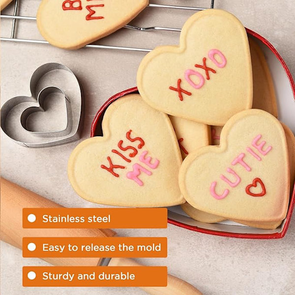 Sæt med 12 Kageudstikkere, Rustfrit Stål Biscuit Udstikkere til Kiks, Kager, Cookies, Slik 5×3×4cm