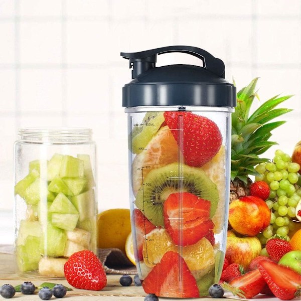 Blenderkopper for Nutribullet Blender, 32OZ kopp med klafflokk for å ta med seg, kompatibel med Nutribullet 600W 900W blendere, B