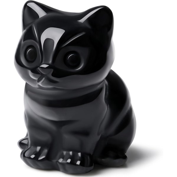 1 st Katt, Dekor Svart Obsidian Katt Kristallfigurer Lyckobringande Söt Kattstaty för Rums Skrivbordsdekor Kristaller Kattälskare Män Kvinnor