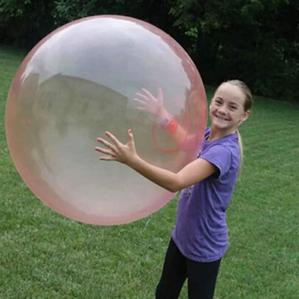 40cm Stor Boble Ball Magiske Boble Baller Transparent Sprett Ballong Oppblåsbar Vann Ball B Pink