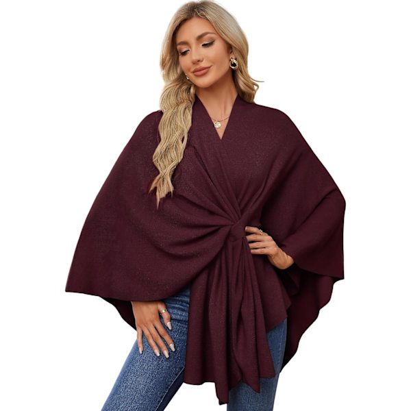 Elegante sjal-wraps for kvinner - Myk poncho-genser med åpen front for vår, høst og vinter