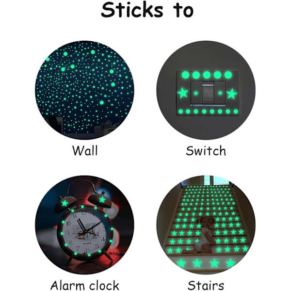 Luminous Stickers, 435 st Phosphorescerande Stjärnor - Självhäftande Dekaler för Barn, Tak, Fluorescerande Dekaler för C