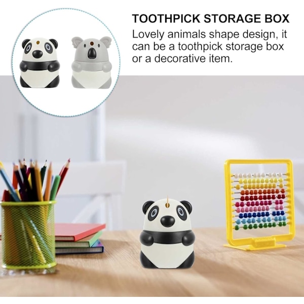 2 Pakk Tannpirkerdispenser Holder Pop Up Tannpirkerdispenser Søt Panda Tannpirker Oppbevaringsboks