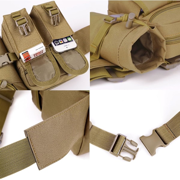 1 kpl Tactical vyölaukku vyötärölaukku lonkkavyö ulkoiluun kalastukseen Bumbag vesipullotaskulla