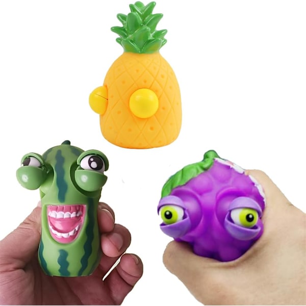 Frugt Squeeze Legetøj Pop Ud Øjne Fidget Vandmelon Ananas Drue Legetøj 3 Stk Stress Relief Legetøj Søde Fødselsdagsgaver Festartikler Klasseværelse Præmie til Børn