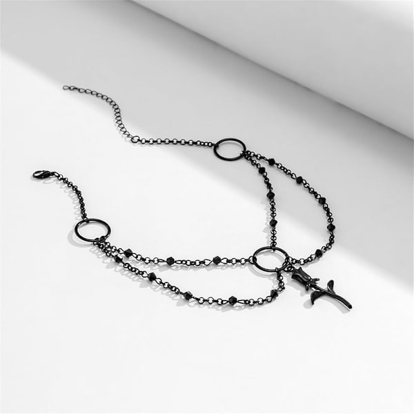 Goottilainen Musta Tähtiristi Choker-Kaulakoru Naisille Goottilainen Puoliskuun Choker-Kaulakoru Punk Tähti Ympyräristi Tupsu Kaula