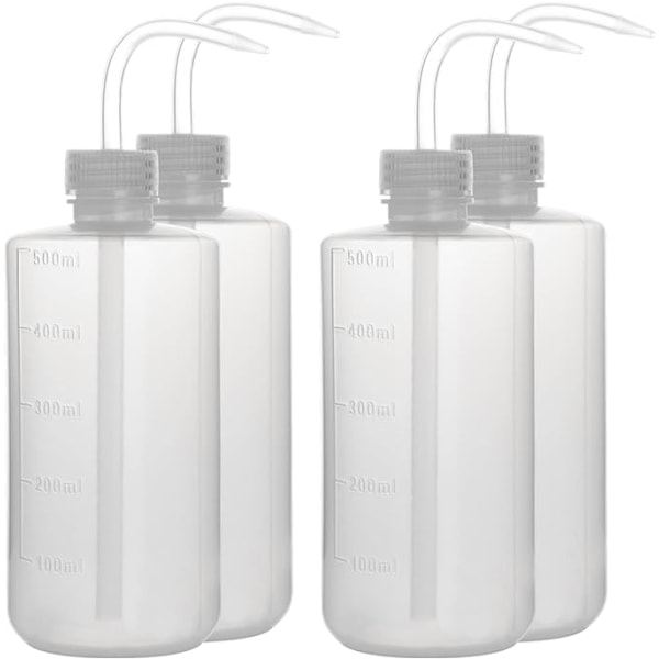 4 st klämflaskor, tvättflaska, 4 förpackningar plastklämflaskor