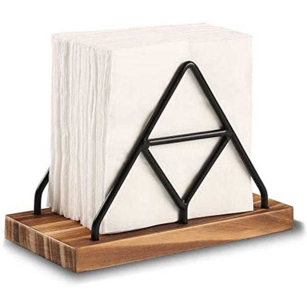 18x12x8,9cm 1 Pak Sort Træ Serviet Opbevaring, Bord Serviet Holder med Sort Metaltråd til Indendørs Udendørs Hjem Spisning