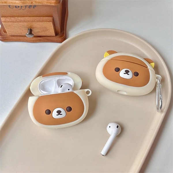 Söpö Kawaii -kotelo AirPods 4 -kotelolle, yhteensopiva AirPod 4. sukupolven kanssa, hauska sarjakuva karhu, iskunkestävä suojaava kuulokekotelo Air pods 4 Gen -avaimenperälle