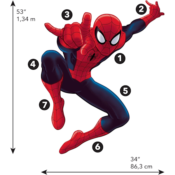 1 stk Ny Stil Tegneserie Spiderman Barnerom Soverom Stue Dekorativ Veggklistremerke Selvklebende Vannfast Re