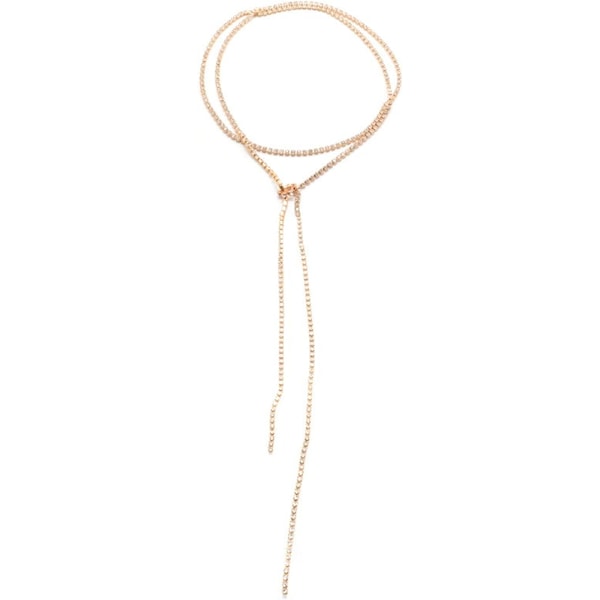 Halskæde eller Rhinestone Tenniskæde Glimtende Lariat Halskæde Krystal Lang Sløjfe Choker Halskæde Bling Prom Halskæde Smykker