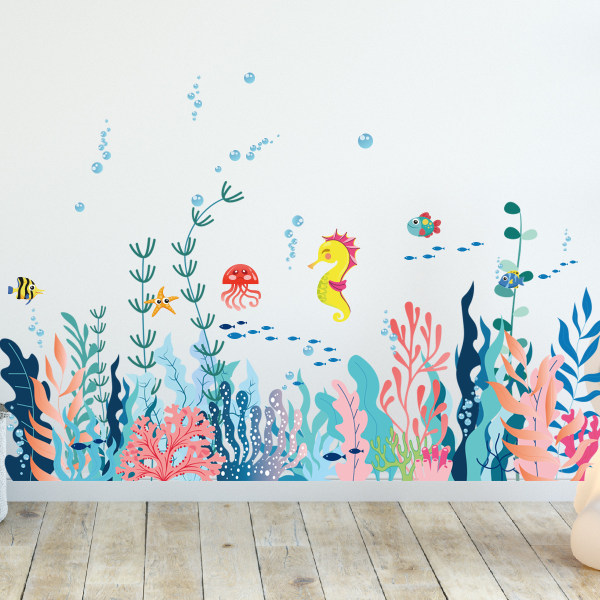 2 st 3D Alger Wall Stickers Underwater Sea Seahorse Dekaler Ta bort