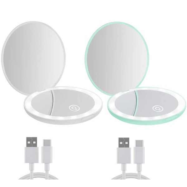2 kpl:n kompaktipeili LED-valolla, 1x/10x suurentava ladattava