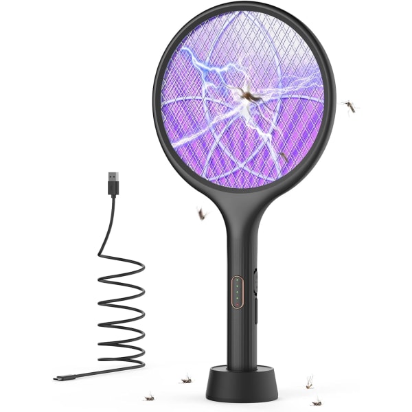 Elektrisk flugsmälla 4000V Bug Zapper Racket Dual Modes Myggdödare med Lila Mosqui
