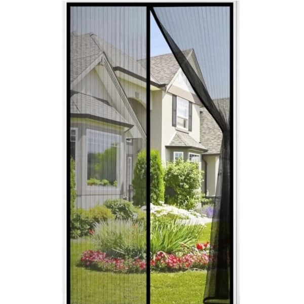 Magnetic Mosquito Net Door 120x210cm Black Anti Fly Curtain Automatic Closing for Balcony