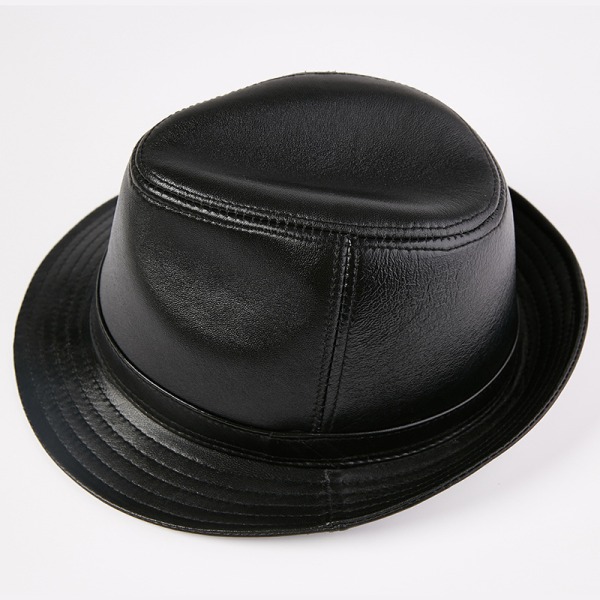 (Sort) Trilby hat i syntetisk læder til mænd