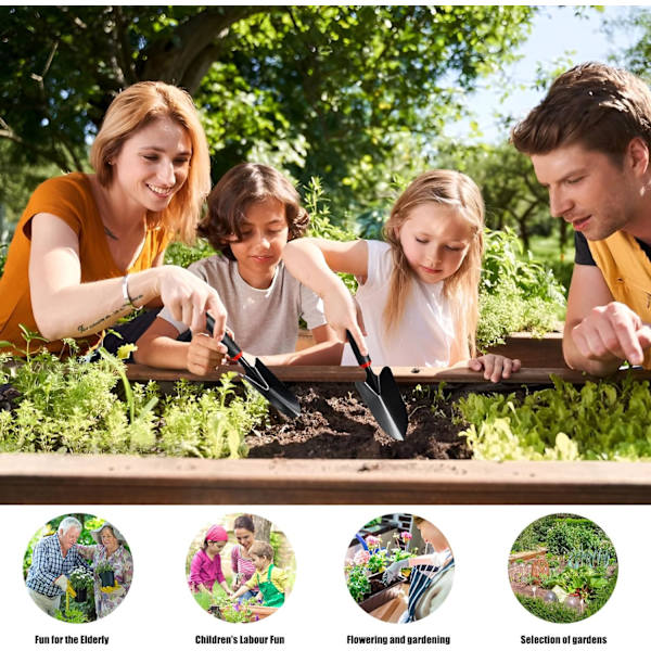 Trädgårdsredskap Set, 3 delar Kultivator Rake Spade Trädgårdshandskar Non-Slip Transplanters, Blomster Rake, G
