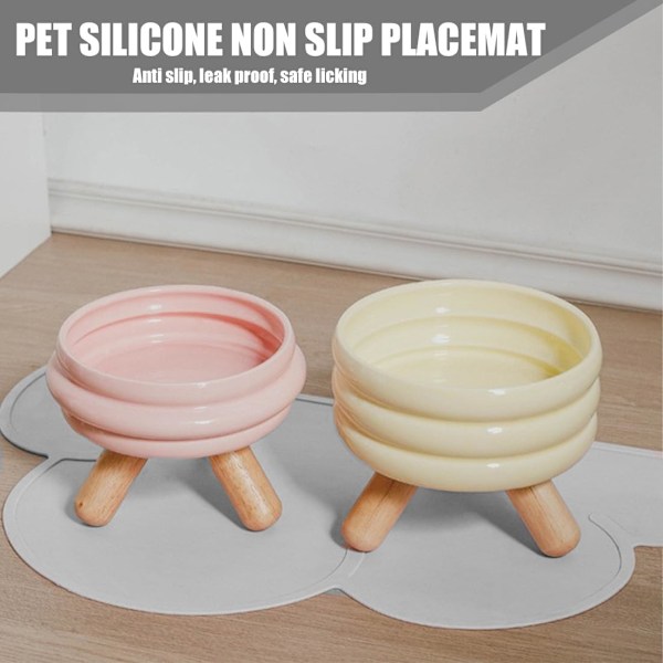 Pet Skålmatte til Små Hunde og Katte, Silikon Pet Skålmatte til Katte og Små Hunde, Vandafvisende Pet Fodermatte, Skridsikker Kattemadmatte