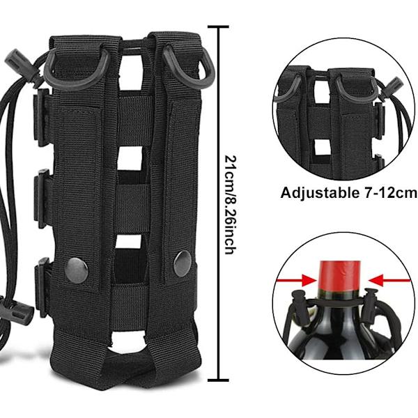 (Svart) Mjuk nylonflaskhållare Justerbar Militär Taktisk Vattenflaskväska Diameter 7-15cm Porta