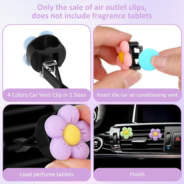 (Pinkki+Sininen+Violetti+Vihreä) 8 kpl Daisy Auton Ilmanraikastin Autotarvikkeet Auton Koriste Tarvikkeet Naisille Auton Sisustus