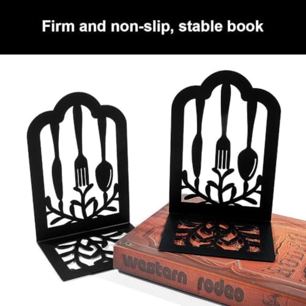 9x12x17,1 cm Bokstöd, Set om 2 L-formade Bestick Bokstöd Metall Bokhållare Skrivbordsbokstöd Förvaring Fristående Recept B
