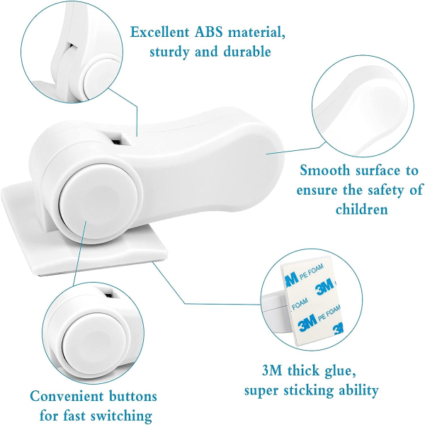 Pcs Baby Child Safety Lock Adhesive Safety Dørgrebslås Sikkerhedslås Dørstopper Roterende Greb Dørgrebslås