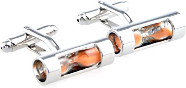 Timglas Sandtimer Orange Sandtimer Manschettknappar Par Metall Franska Skjortknappar