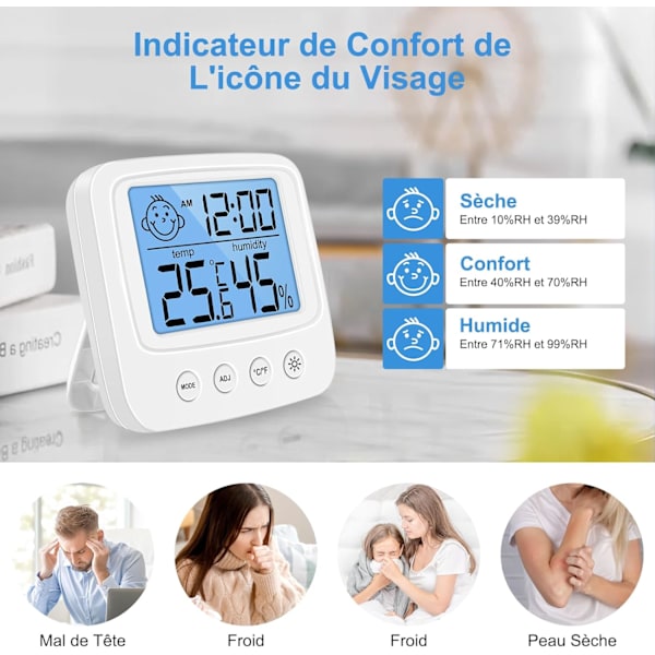 Indendørs digitalt termometer hygrometer med høj præcision, digitalt hygrometer indendørs, termometer