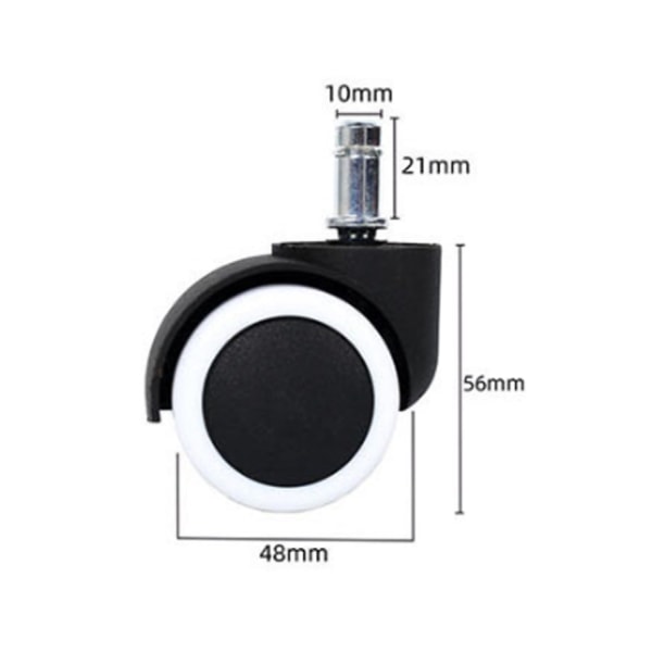 Hvite 5 stk kontorstol hjul 360° rotasjon for spill