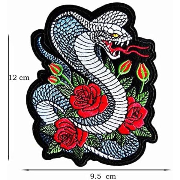 Lyxig Röd Blomma Ros Orm Stryk-På-Lapp, DIY Broderade Lappar för Kläder Väskor Jacka Jeans Klänning Ryggsäckar