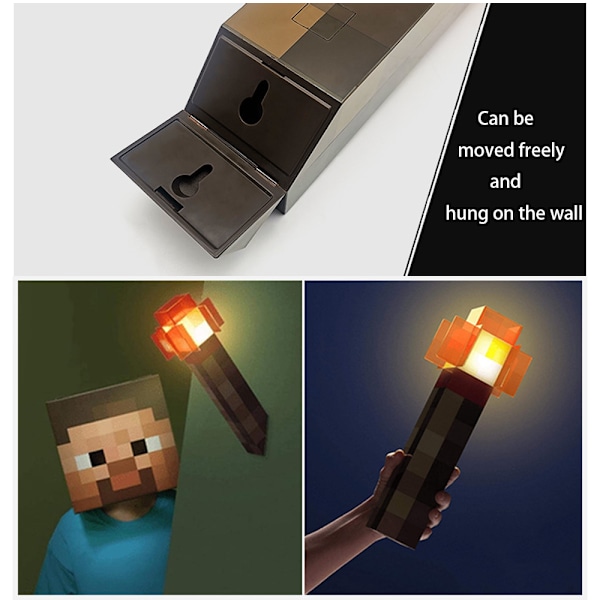 Minecraft Legetøj Redstone Fakkel LED Lys 12,6 Tommer - USB Genopladelig
